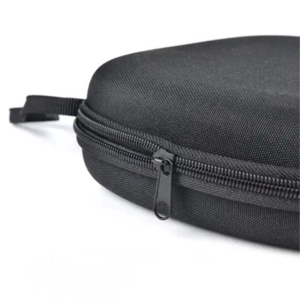 Zwarte hardcover koptelefoon case van WiseQ met stevige rits en draaglus detail geschikt voor on ear en over ear koptelefoon