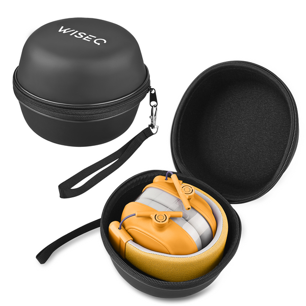 WiseQ harde opbergcase voor kinder koptelefoon in zwart met rits draagband en binnenruimte voor headset
