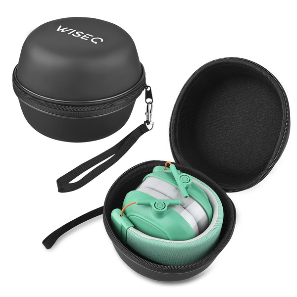 WiseQ oorbeschermers voor kinderen 28dB in mintgroen inclusief harde beschermhoes en opbergcase