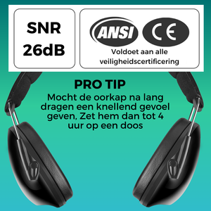 WiseQ zwarte gehoorbeschermers voor kinderen met SNR 26dB ANSI CE certificering en comfort tip