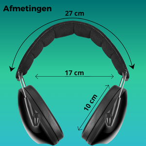 WiseQ zwarte gehoorbeschermers voor kinderen met afmetingen 27 cm 17 cm en 10 cm 28dB