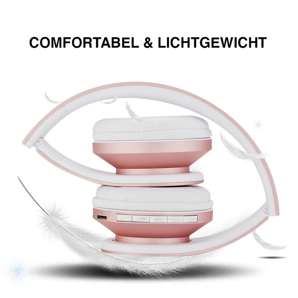WiseQ roze draadloze bluetooth koptelefoon voor kinderen comfortabel en lichtgewicht met zachte oorkussens