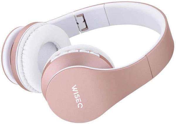 WiseQ roze draadloze bluetooth koptelefoon voor kinderen over ear schuin zijaanzicht met zachte oorkussens