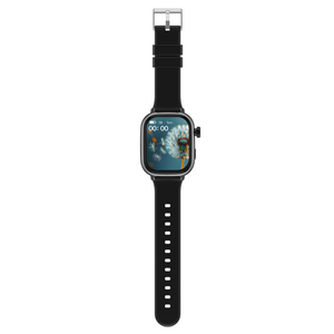 WiseQ kindersmartwatch zwart met gps en simkaart functie volledig overzicht met siliconen band en touchscreen display