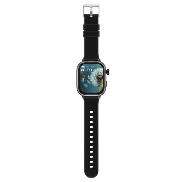 WiseQ kindersmartwatch zwart met gps en simkaart functie volledig overzicht met siliconen band en touchscreen display