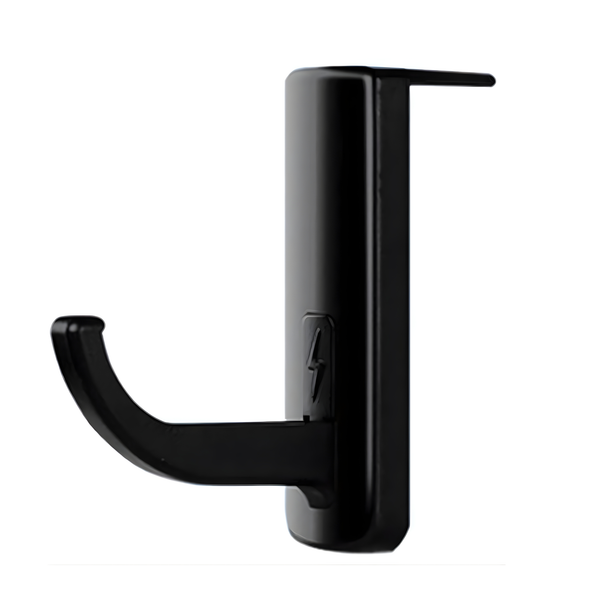 Zwarte WiseQ headset houder haak voor bureau kast of monitor achteraanzicht