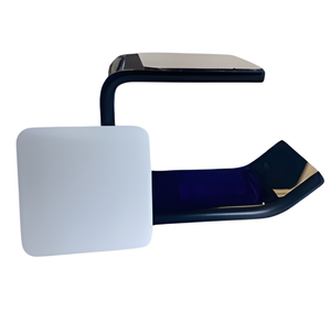 Zwarte WiseQ headset houder wandhanger met sterke zelfklevende sticker detail van montage