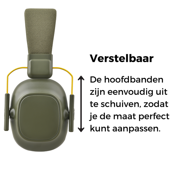 Wise oorbeschermers voor kinderen 28dB in olijfgroen met verstelbare hoofdband