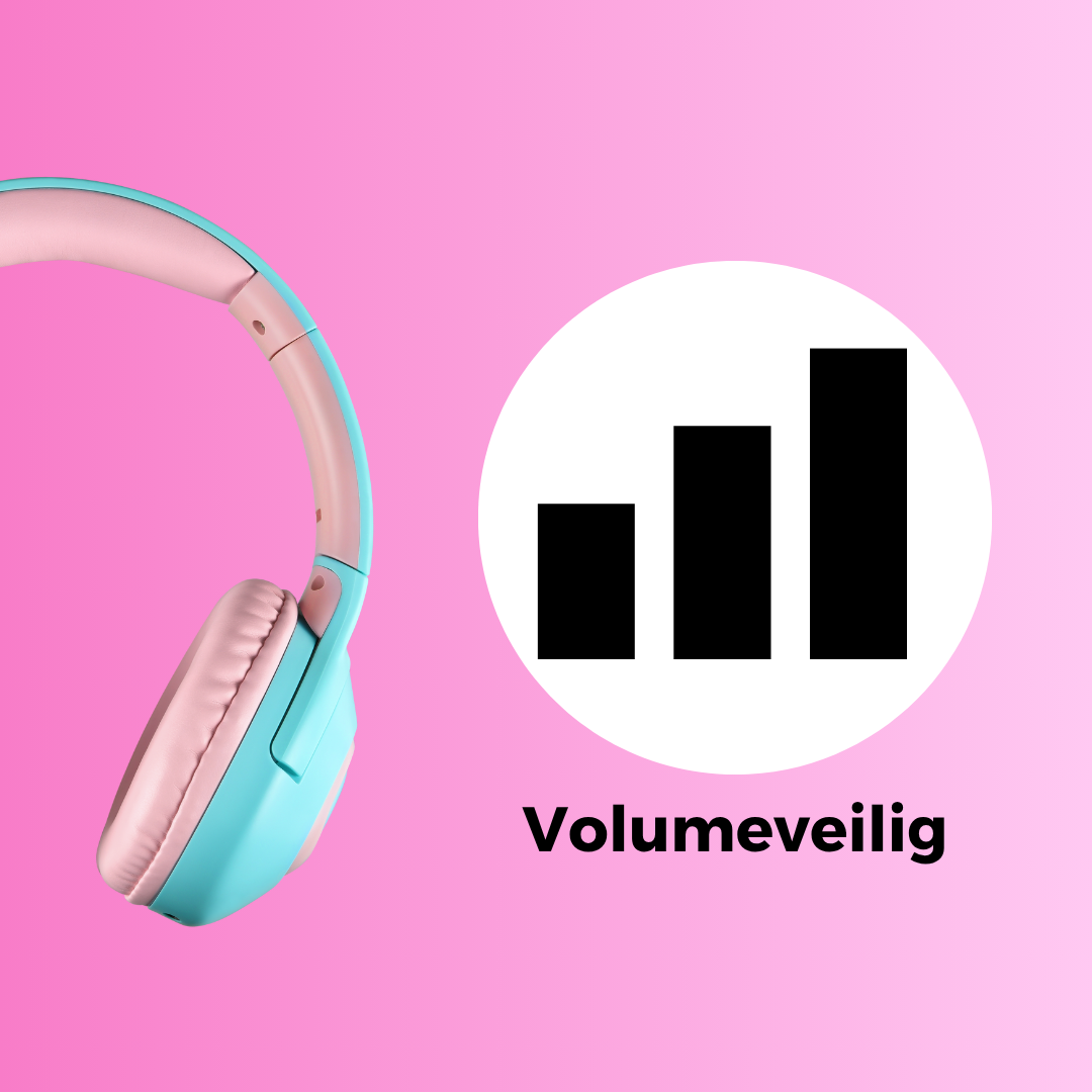 Wiseq Kinderkoptelefoon draadloos bluetooth voor kinderen in roze en blauw met volumeveilig functie icoon