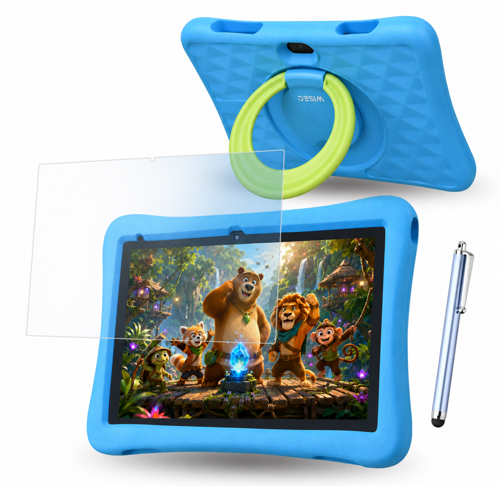 WiseTab - Kindertablet – Veilig, Snel & Compleet - 96GB - Blauw