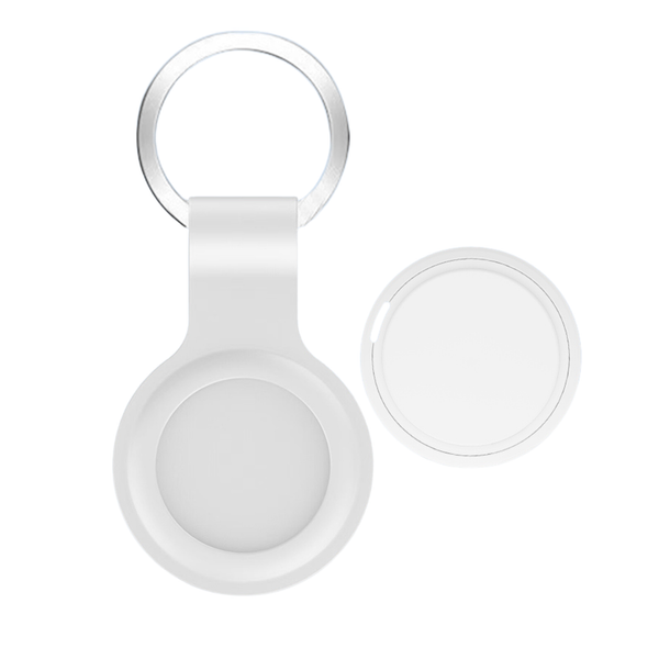 Witte Bluetooth GPS tracker sleutelhanger geschikt voor Apple iPhone met Find My functie van WiseQ inclusief metalen sleutelring