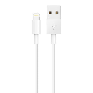 Witte USB Kabel geschikt voor iPhone van WiseQ met USB A naar Lightning aansluiting recht vooraanzicht