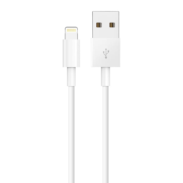 Witte oplaadkabel geschikt voor iPhone USB naar Lightning van WiseQ recht vooraanzicht