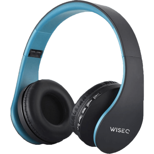 Blauw zwarte draadloze kinder koptelefoon met bluetooth en verstelbare hoofdband