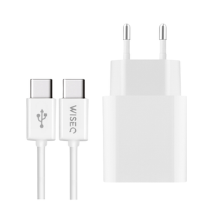 Witte 20W iPhone snellader met USB C naar USB C kabel inclusief