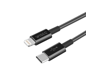 Zwarte USB C naar Lightning oplaadkabel van WISEQ voor iPhone