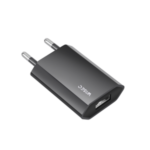 Zwarte WiseQ USB adapter geschikt voor iPhone met Europese stekker