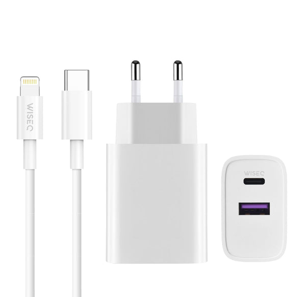 iPhone Snellader 20W Met Lightning Kabel En USB C Adapter Geschikt Voor iPhone 13 En 14 Wit