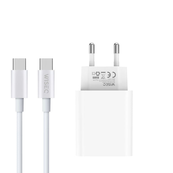 25W USB-C Snellader met USB-C naar USB-C Kabel - 1 Meter  - Wit