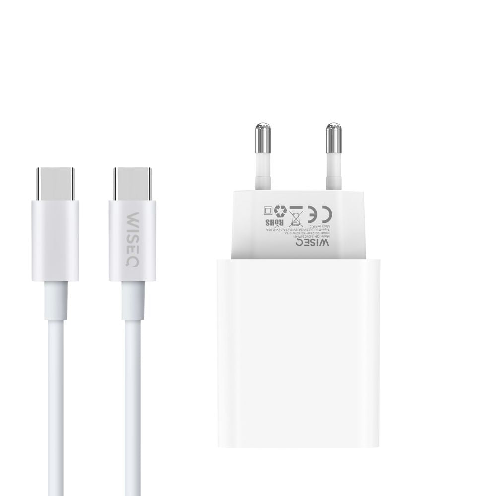 25W USB-C Snellader met USB-C naar USB-C Kabel - 3 Meter  - Wit
