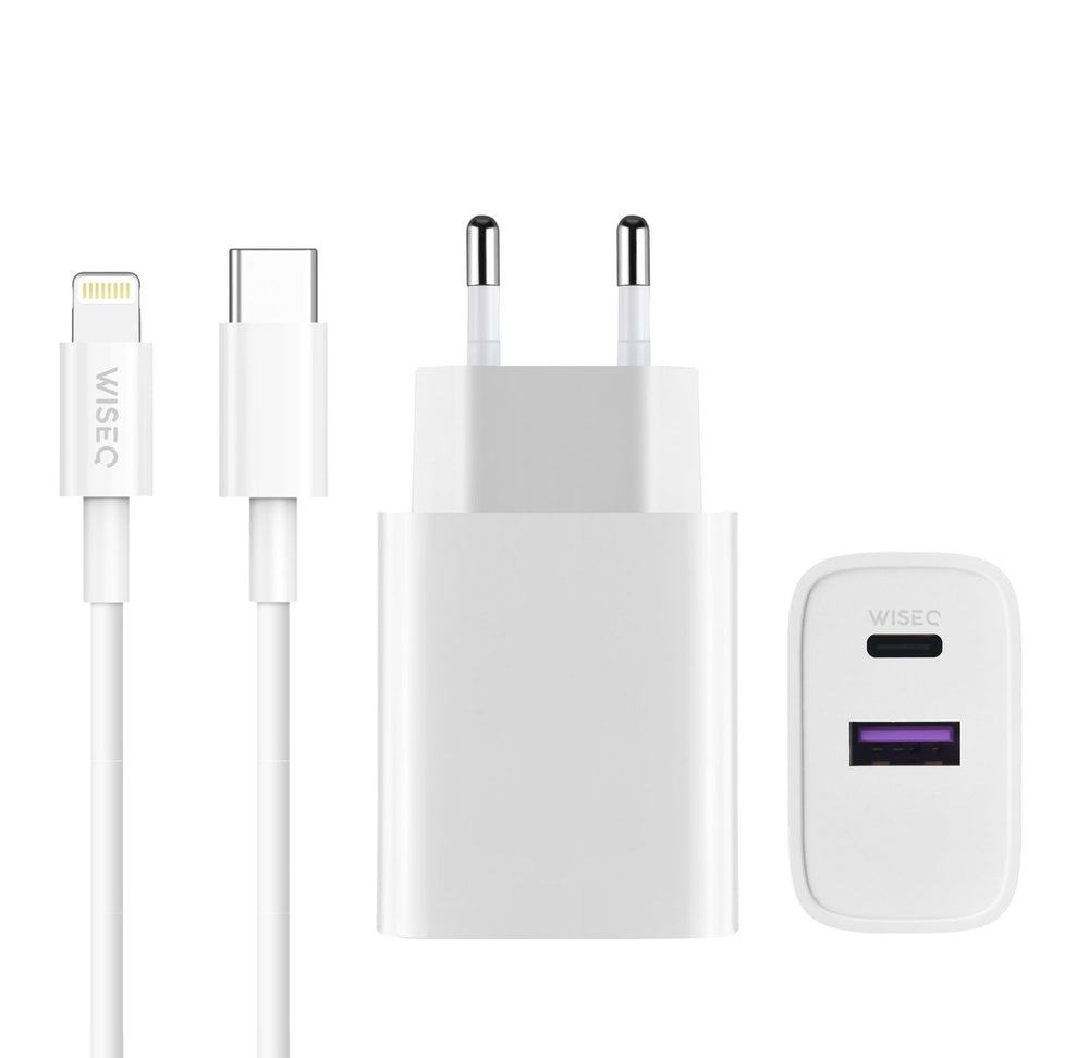 iPhone Snellader 25W met Lightning Kabel en Dual Adapter - 2 Meter - Wit
