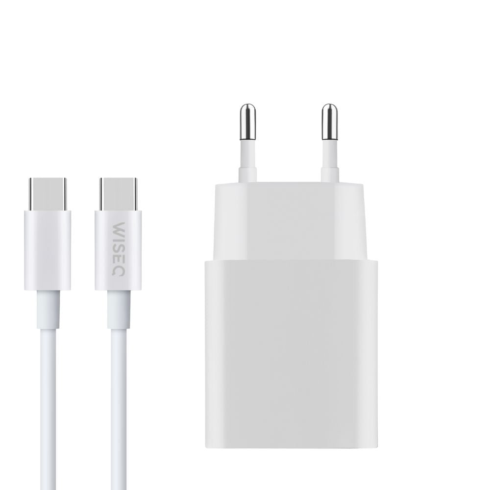 Witte iPhone snellader geschikt voor iPhone 15 16 en 17 Pro Max inclusief usb c kabel voor snel opladen en veilig gebruik