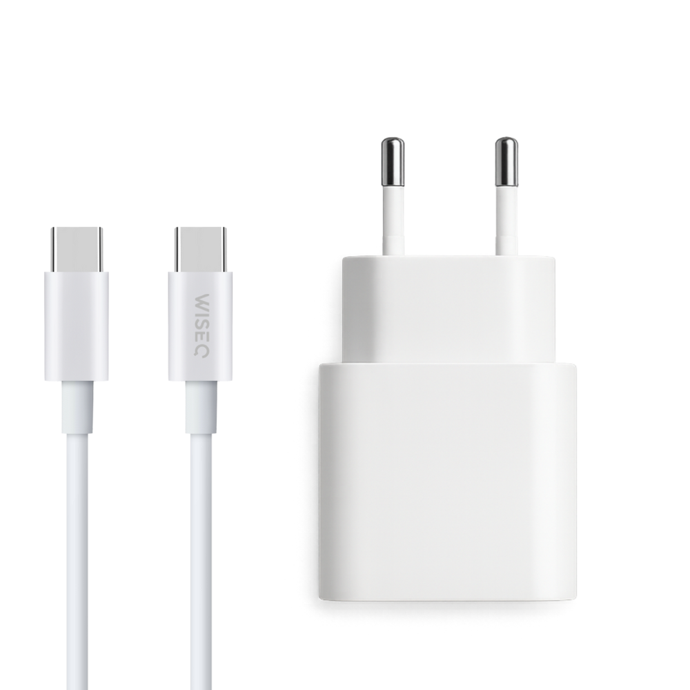 20W USB-C Snellader met USB-C naar USB-C Kabel - 1 Meter  - Wit