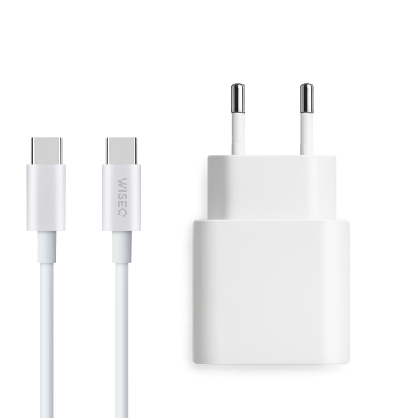 20W USB-C Snellader met USB-C naar USB-C Kabel - 3 Meter  - Wit