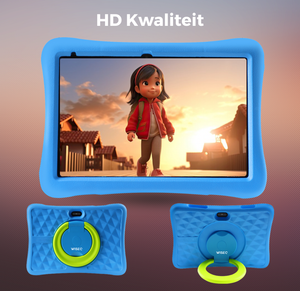 Kindertablet met HD scherm en schokbestendige blauwe hoes