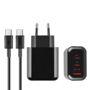 Samsung 45W Snellader met USB-C Kabel - 2 Meter – 3-Poorts Zwart
