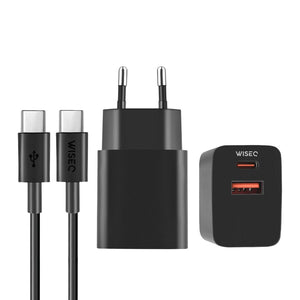 25W Snellader met USB C Oplaadkabel – Dual Port - 1 Meter - Zwart