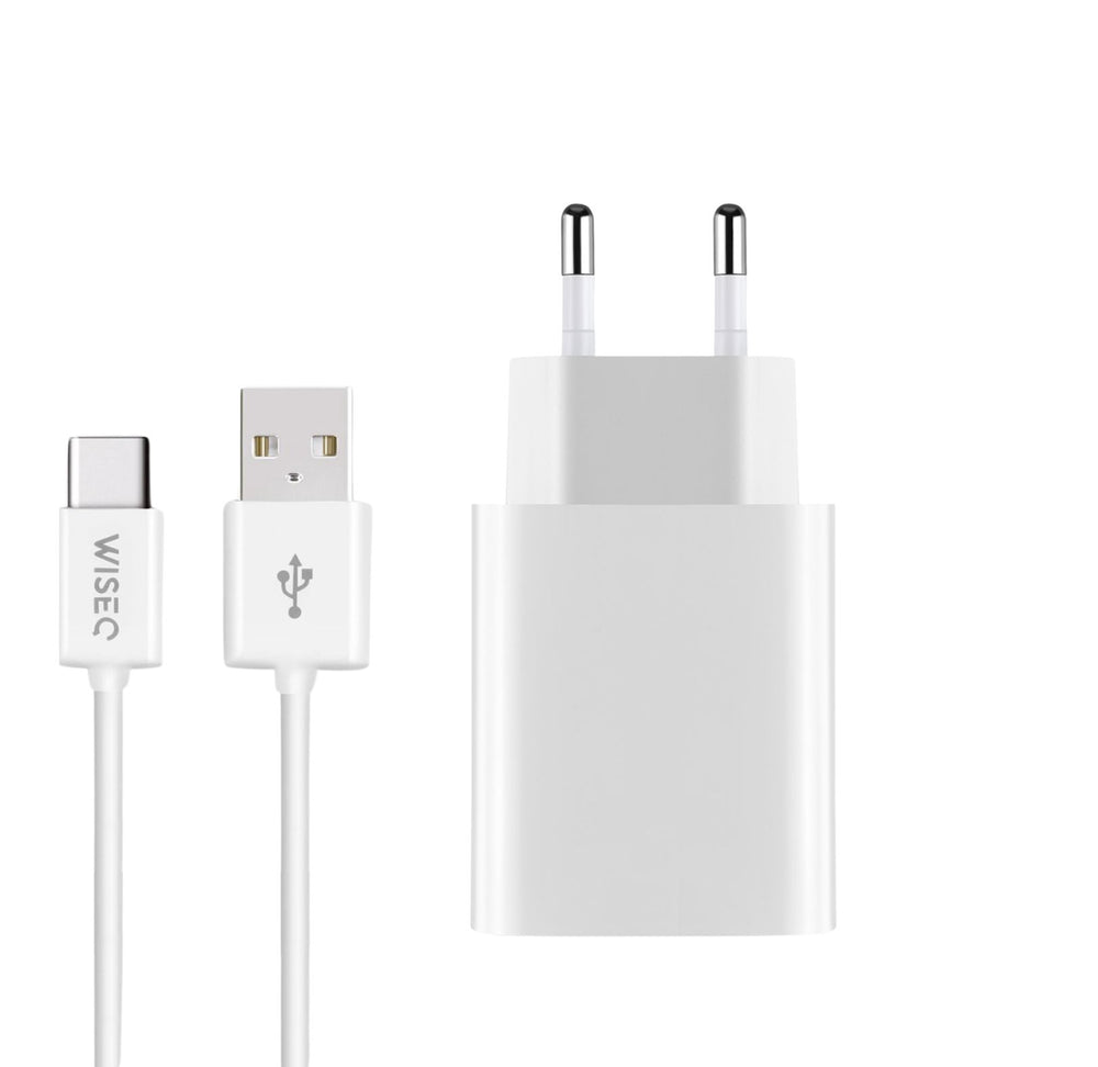 Witte Dual USB snellader met USB kabel geschikt voor Samsung en iPhone met meerdere poorten