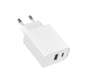 25W Dual Charge Snellader - USB naar USB C - 1 Meter - Wit