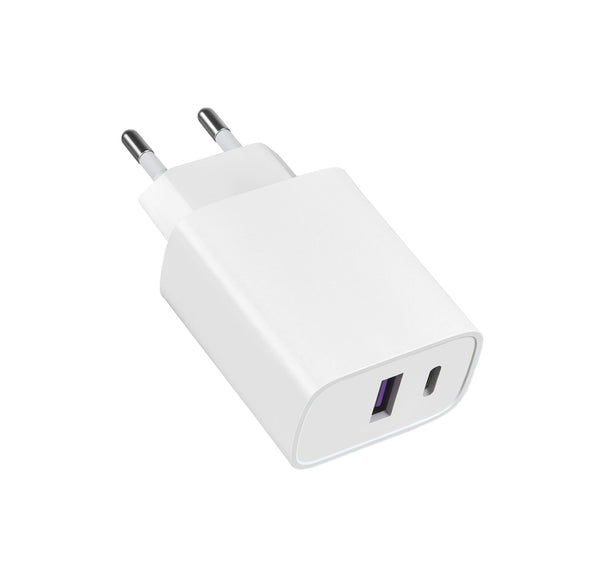 25W Dual Charge Fast Charger - USB to USB-C - 2 Meters - White