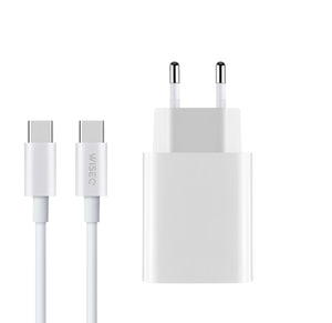 25W Dual Charge Snellader - USB C naar USB C - 2 Meter - Wit