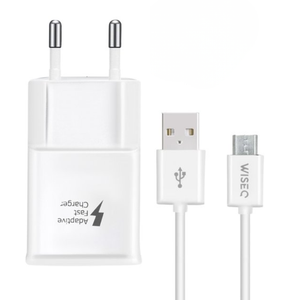 wiseq micro usb snellader 1m wit geschikt voor samsung galaxy s7 a7 j5 huawei adapter set